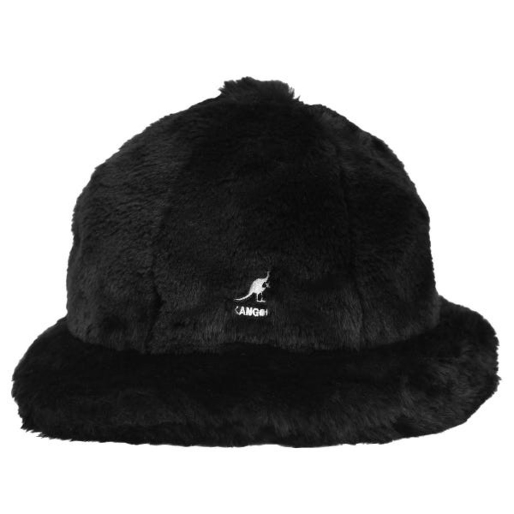 NEW Kangol Faux Fur Casual Bucket Hat - Black/XL